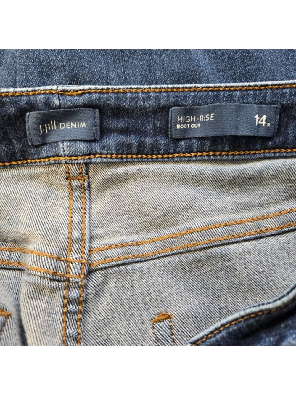 J.Jill Denim High-Rise Boot Cut Jeans Dark Wash Size 14R Cotton Blend Stretch - Picture 12 of 14